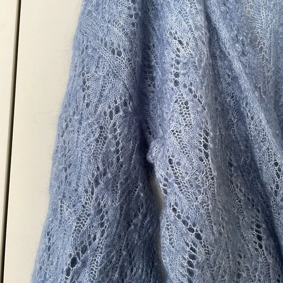 Sezane Blue Lace Knit Women's Sweater - Picture 2 of 4